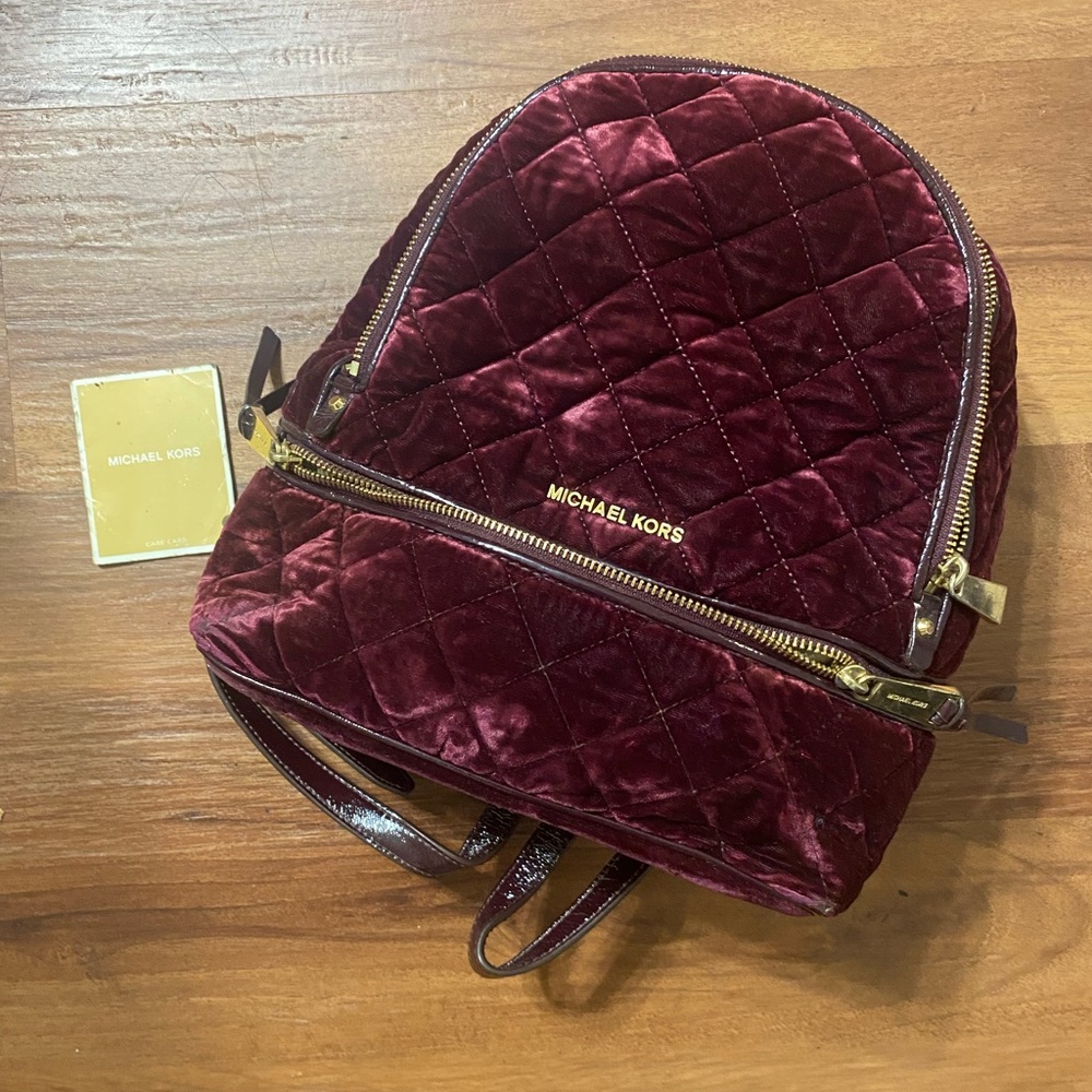 Michael Kors Burgundy Quilted Backpack
